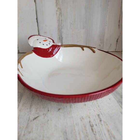 St Nicholas square Yuletide snowman large serving bowl Xmas kitchen - Picture 4 of 6